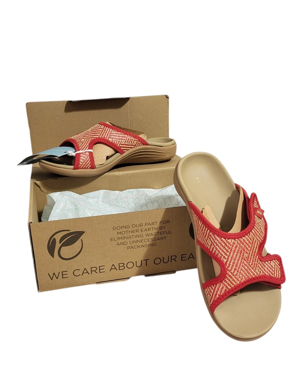 Revitalign Kholo Capri Orthotic Sandals 7B Red Natural Raffia Adjustable Comfort
